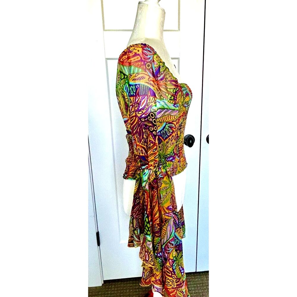 NWT Live 4 Truth Womens Multi Color Long Sleeve Flare Square Neck Crop Top M - Picture 7 of 7